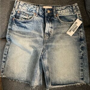 BDG Light Blue Denim Shorts with Washed Detail